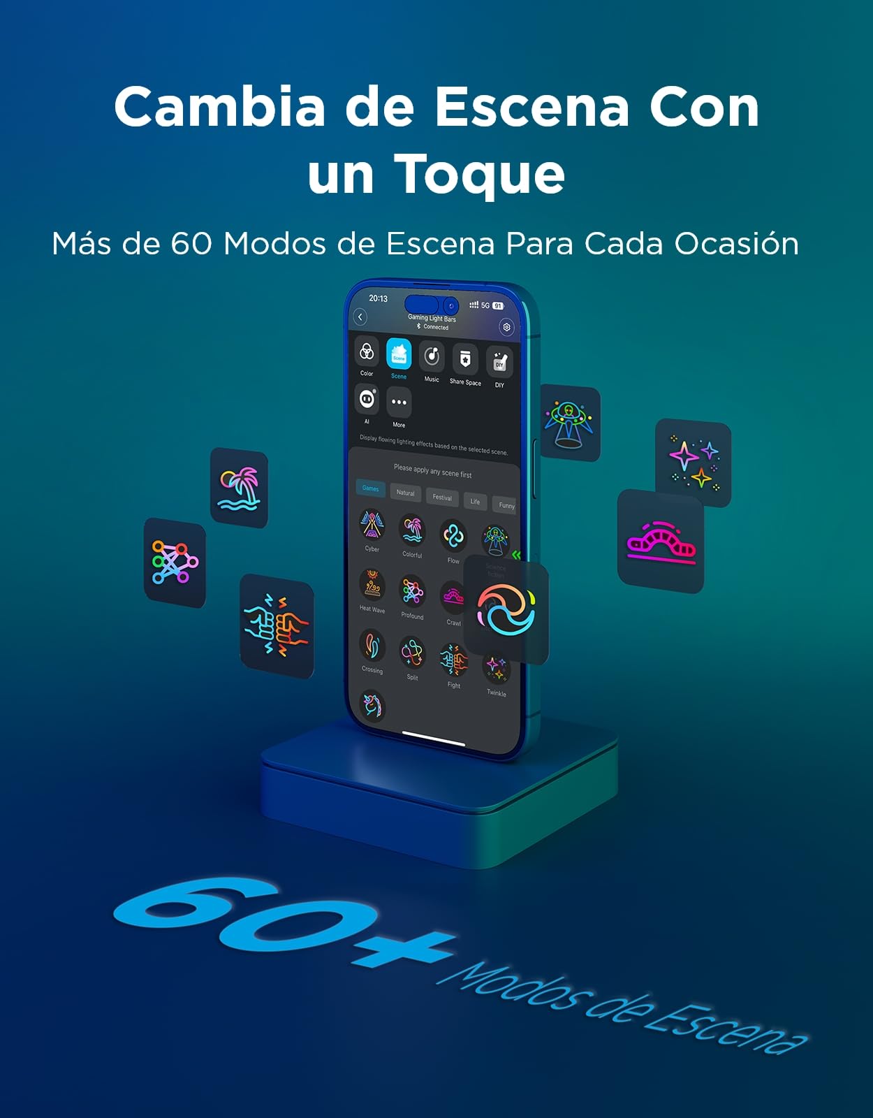 Govee Gaming Barras de Luz Pro, Tiras de luces LED inteligentes para juegos de 16 pulgadas mejoradas con iluminación RGBIC de tres lados, más de 60+ de escena, compatible con Alexa y Google Home