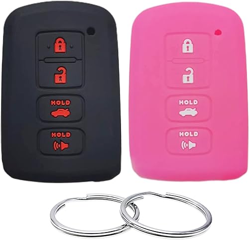 Miniatura 1 de Funda de goma de silicona para llavero compatible con Toyota Avalon Camry Corolla Highlander RAV4 TO101US 89904-0E120 89904-0E121 HYQ14FBA