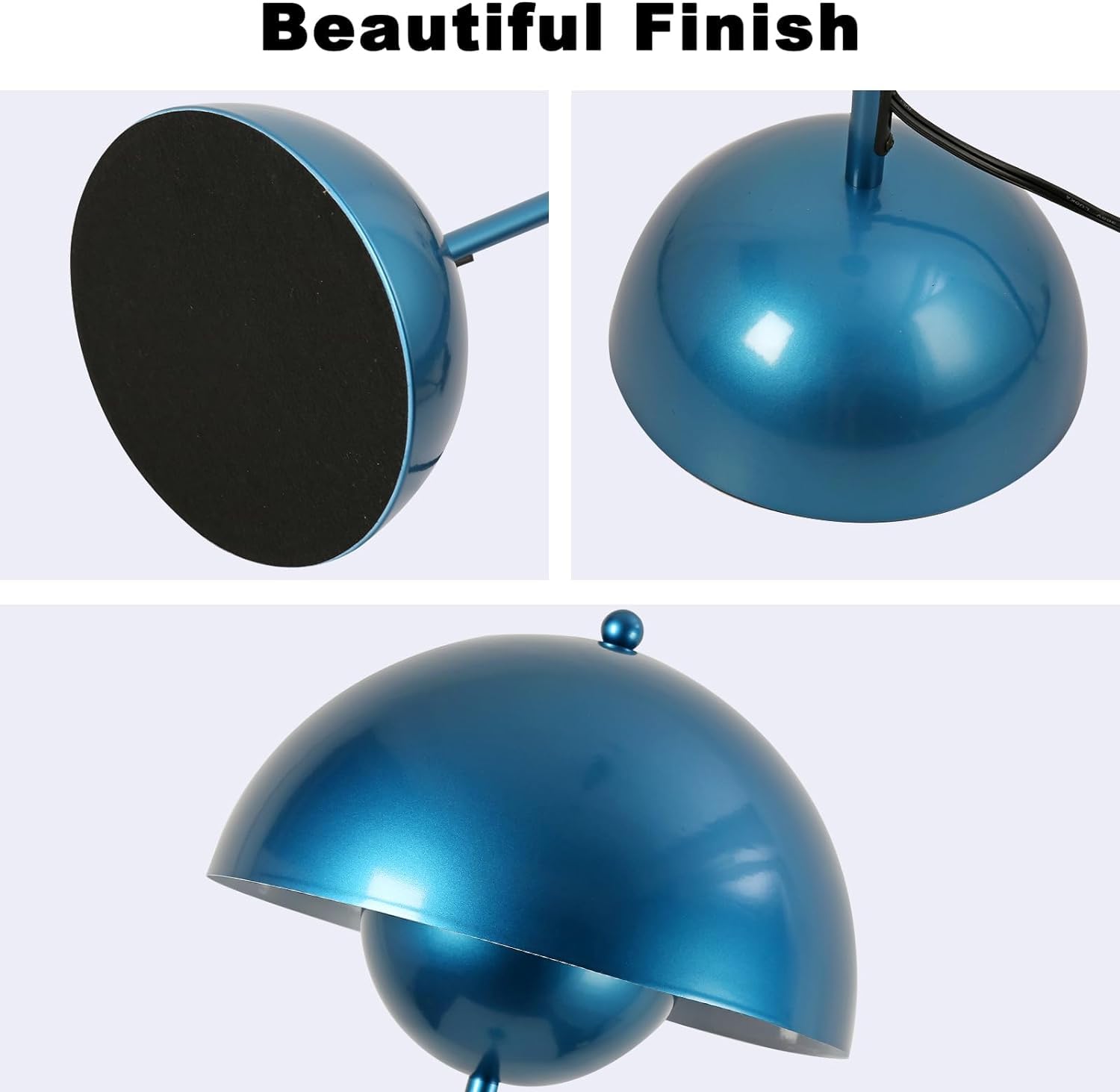Alpinaluz Lampada da Terra in Metallo con Paralume Bombato – Design Retro Nordico – Luce Indiretta Verso il Basso – E27 – Interruttore a Pedale – Per Salotto e Interni (Blu Marino)