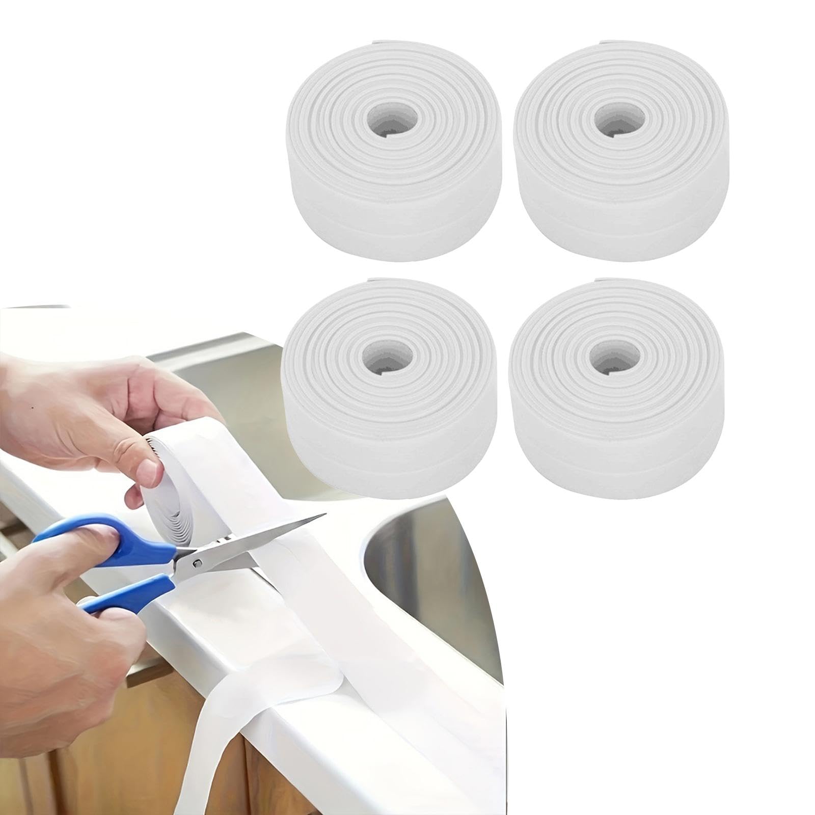 2 Cintas de Sellado Impermeables, Tira Selladora de Calafateo, Práctico Protector de Bordes Multiusos, Tira de Calafateo para Encimera de Cocina, Colo, 4 Piezas