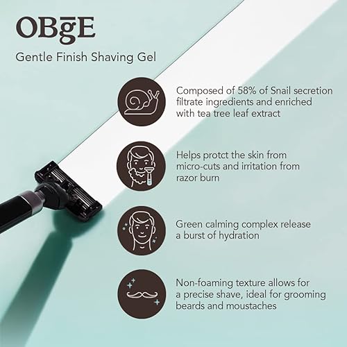 Miniatura 3 de OBgE Gel de afeitar de acabado suave (2.8 onzas)  Gel de afeitar hidratante para hombres para pieles sensibles, alternativa a la crema de afeitar no