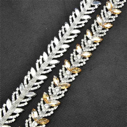 Ruban saphir œil de cheval strass feuille pour sublimer vos robes de mariée et soirées