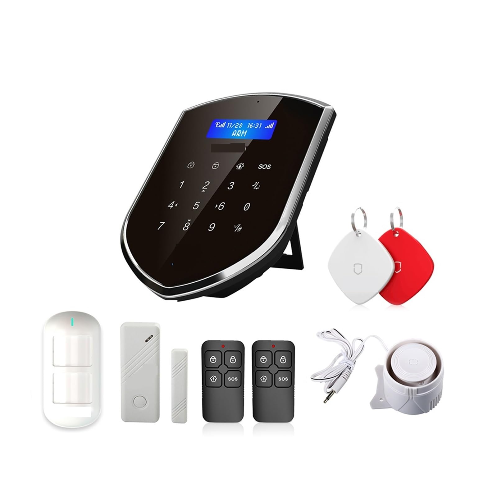 Kit de Alarma, 2.4G DIY De Alarma Antirrobo Inalámbrico De Seguridad For El Hogar Sensor De Puerta Detector De Movimiento Keyfobs 433MHZ