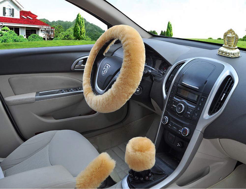 Coperture Morbide Anti Freddo Set Di 3 Coprivolante Per Auto, Universale, Antiscivolo, Invernale, In Morbido Peluche, Coprivolante, Coprivolante, Accessori Per Auto, Per Freno A Mano, 36 – 39 Cm, Rosa Coprivolante In - 5