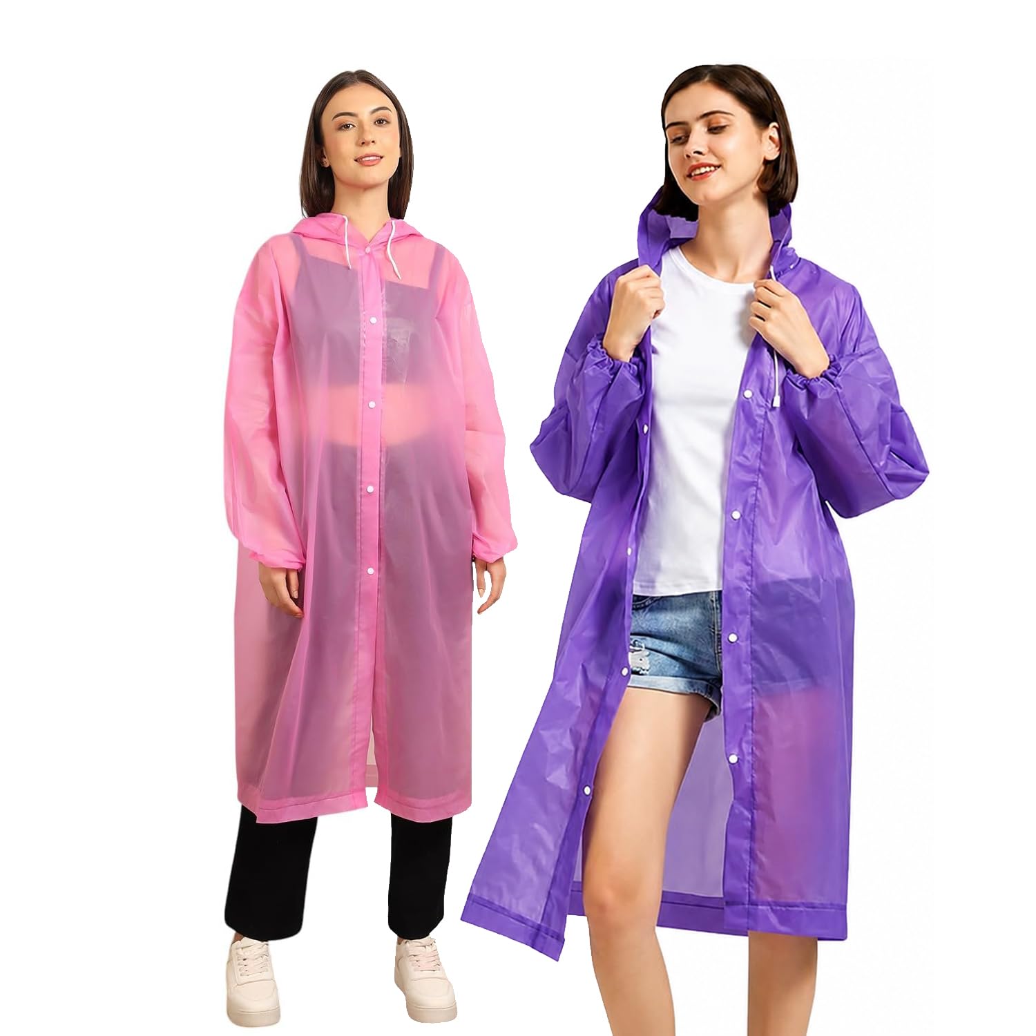 Waterproof EVA Poncho Raincoat for Women & Men with Hood | Easy to Carry for Travel & Outdoor Use | Pack of 2-image-40