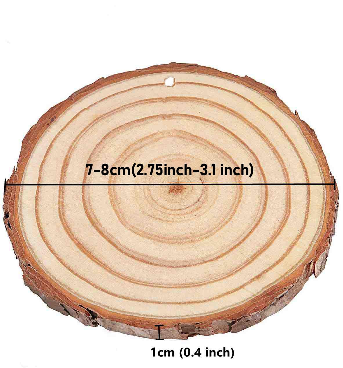ZOENHOU 60 PCS 7-8cm Wood Slices with Drilled Holes - Image 2