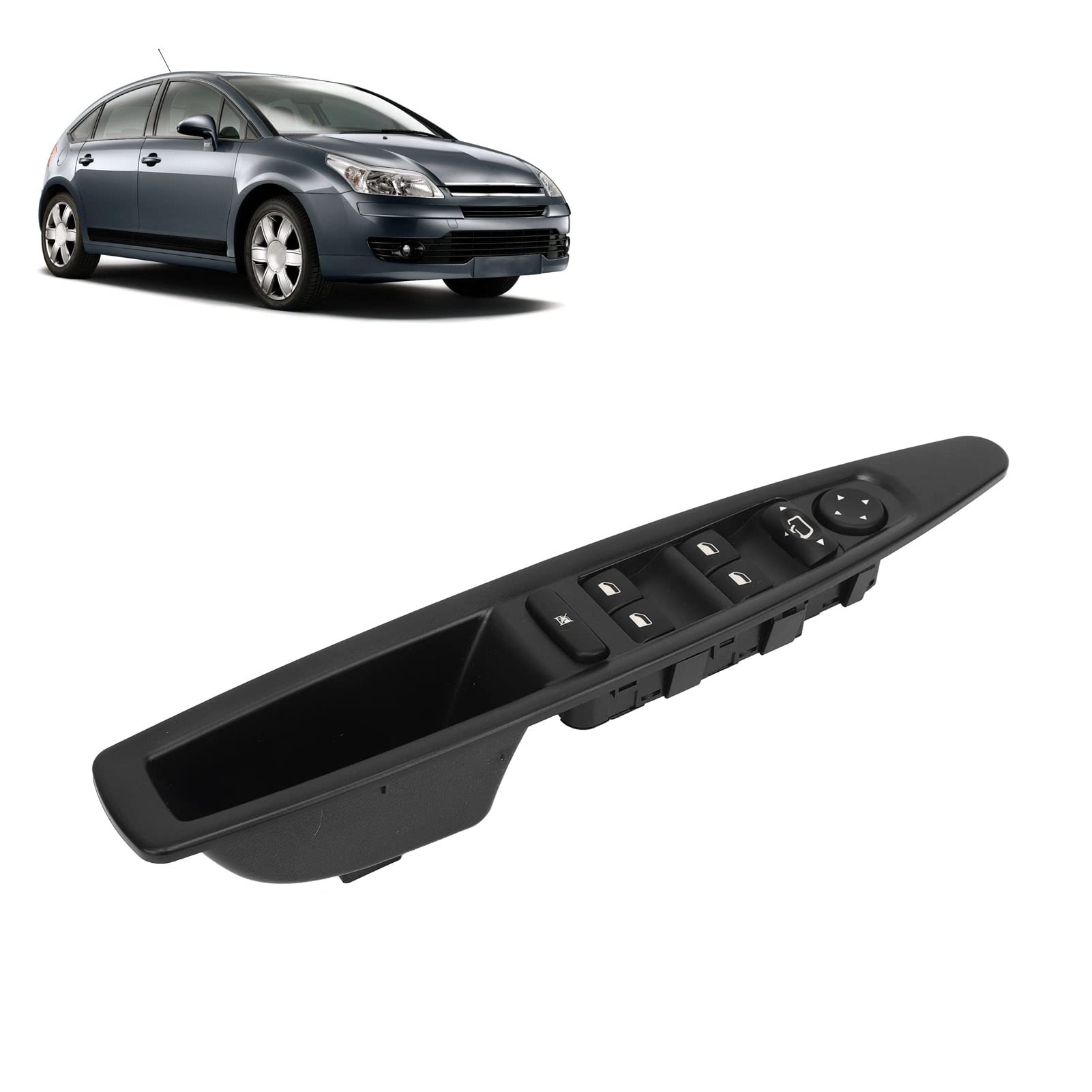 VOBOR Interrupteur de fenêtre avant gauche côté conducteur 6554HA Master Power Remplacement pour Citroën C4 2004 à 2010