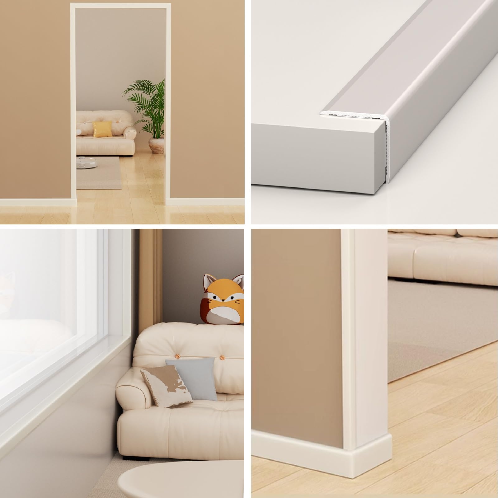 Paraspigoli Muro in Lega di Alluminio a Forma di L Protezioni Anticollisione per Telai ai Porte e Armadi Protezione e Decorazione(White,300 * 1.5cm)