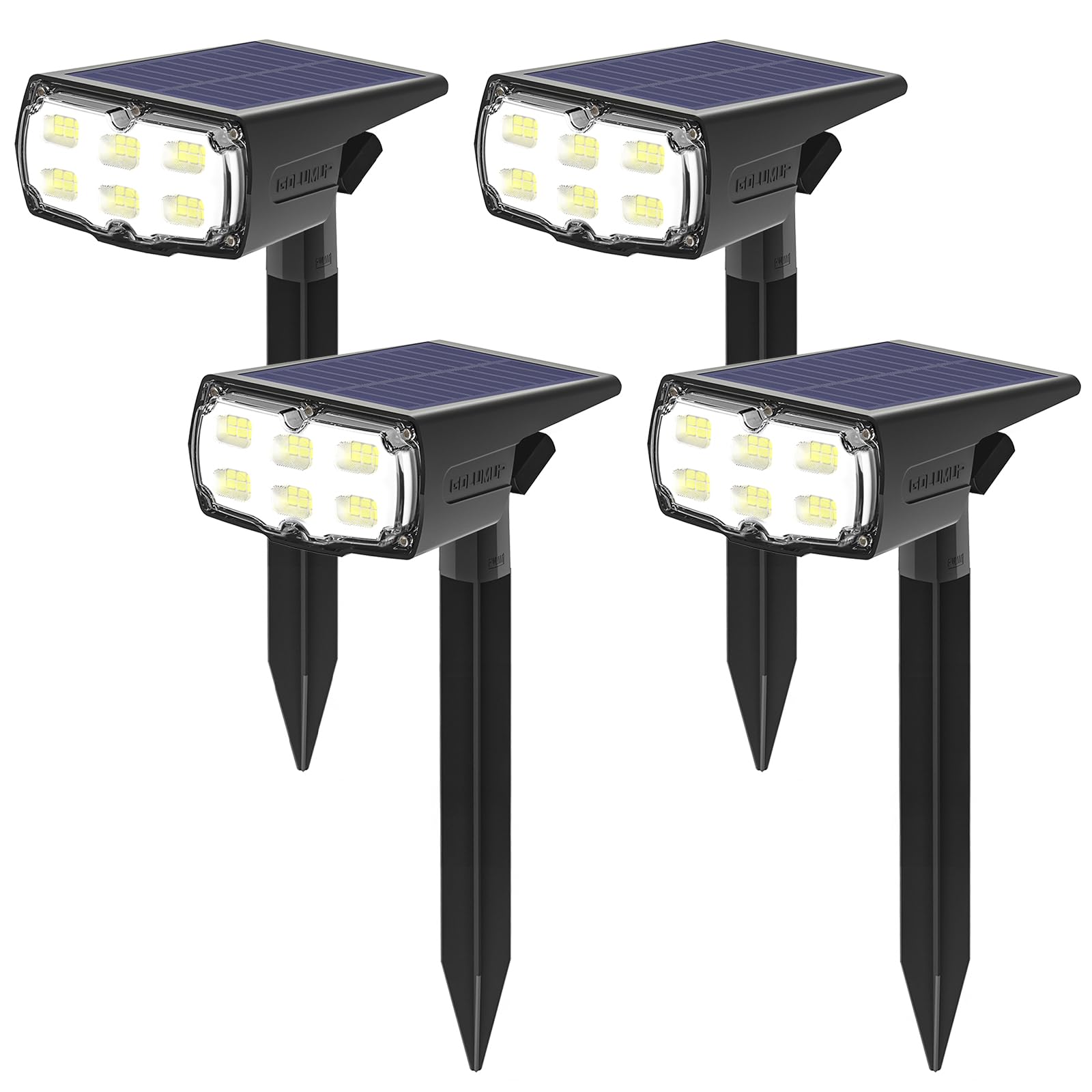 Luces Solares Led Exterior Jardin, 36 LED Focos Led Exterior Solares, Impermeable IP67 Lámparas Solares para Jardín, Patio, Calzada, Piscina y Camping - Blanco Frío (4 Piezas)