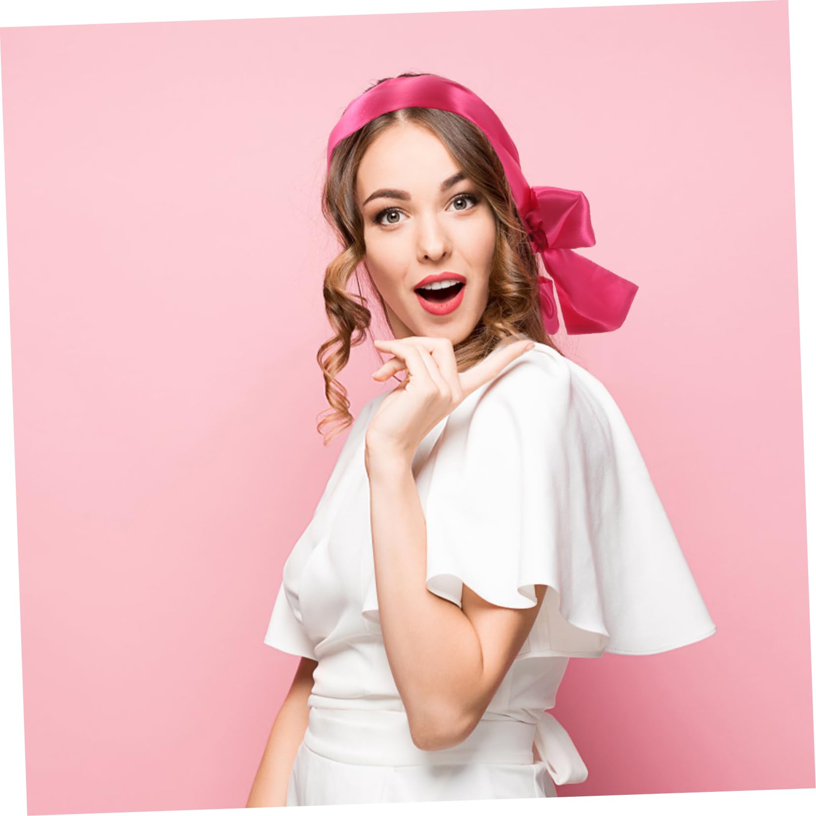 Housoutil 6piezas De Satén Para Banda Para Mujeres Accesorios De Cabello Color Rosa y Negro