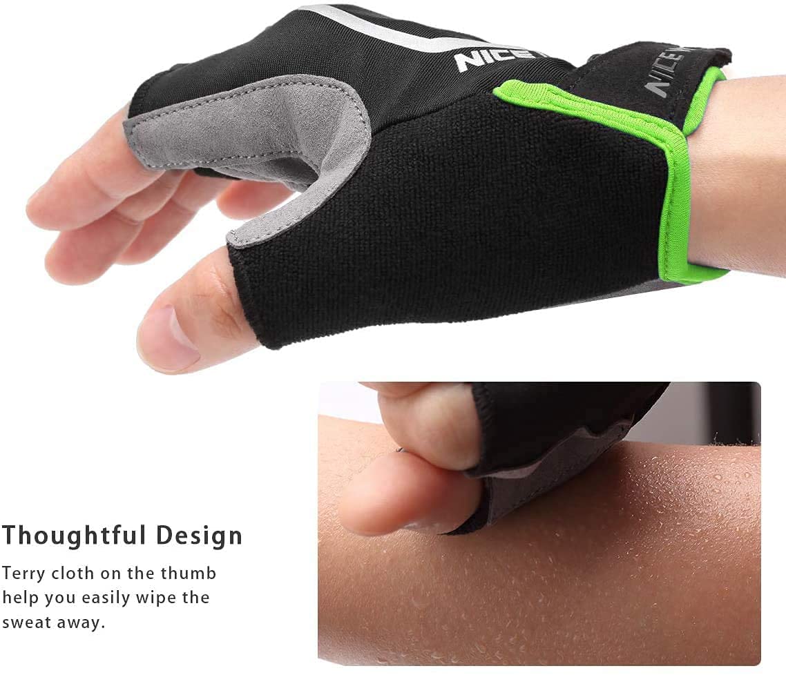 Niceminiwall Fahrradhandschuhe Halbfinger - Atmungsaktiv & Rutschfest