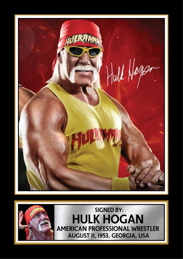 Hulk Hogan Signed Poster Print – WWE Wrestling Legend Memorabilia – Wall Art Tribute for Fans & Collectors, A4 Poster + Black Frame