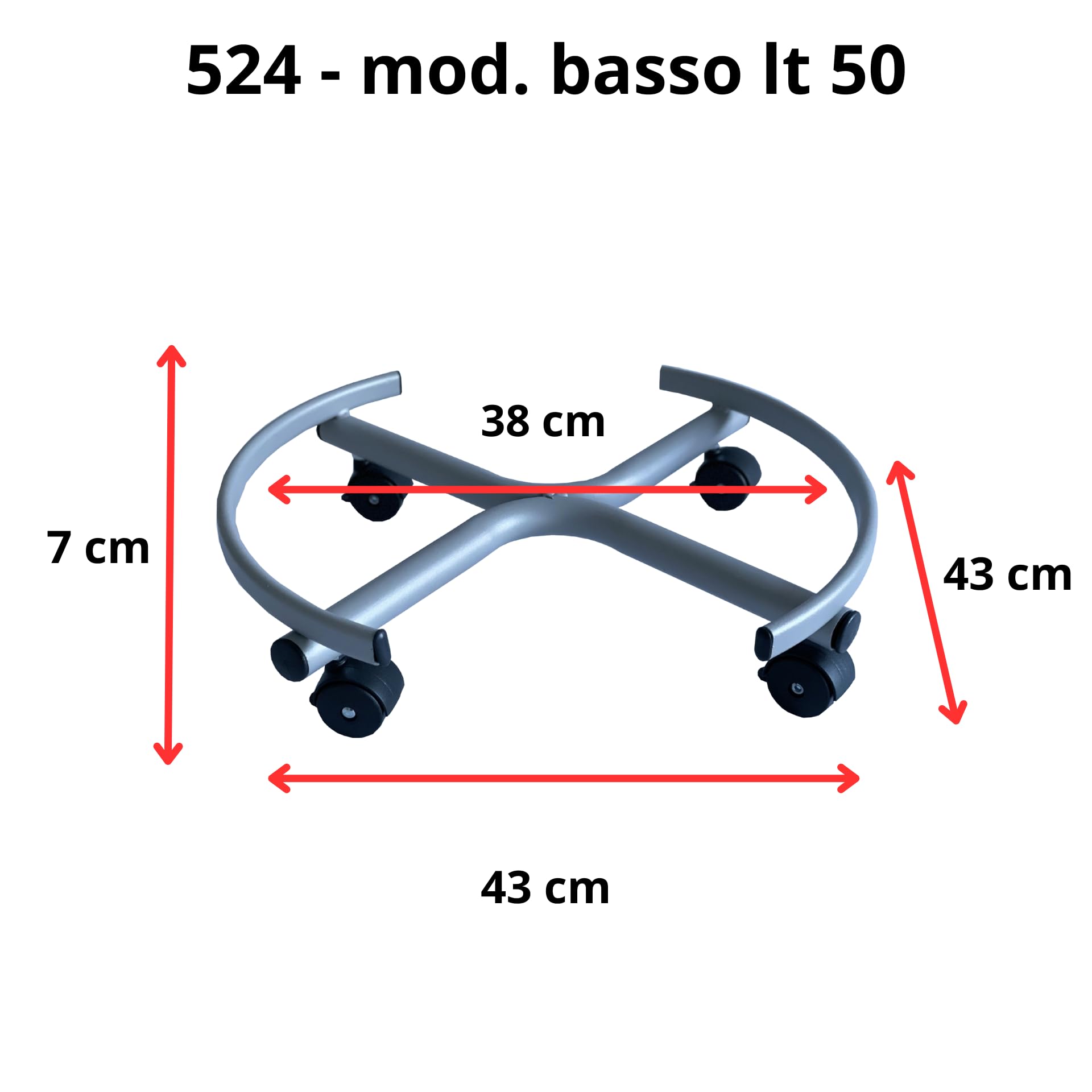 Tecnokit Supporto Fusto Olio - Carrello Portatutto Per Olio - Contenitore Acciaio Con Rotelle - Supporto Contenitore Olio Basso - 50L - Diametro Interno 38 cm - Nero
