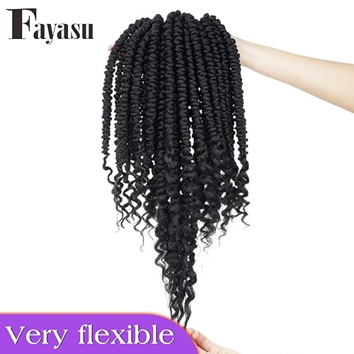Miniatura 3 de Pelo de ganchillo senegalés pre primavera trenzado para mujeres negras, pelo sintético Passion Twist trenzado, pelo corto de 12 pulgadas rizado #1B