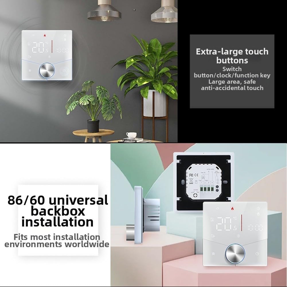 Inteligentny termostat WiFi do elektrycznych i wodnych systemów ogrzewania podłogowego z programowalnymi ustawieniami i zdalnym monitorowaniem (GB)