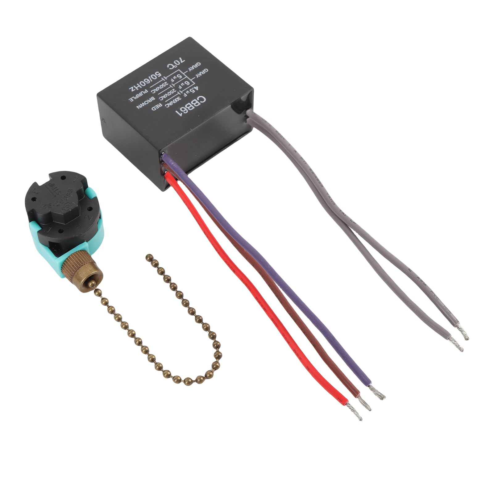 Interruptor Universal de Cadena de Tracción para Ventilador de Techo de 3 Velocidades con Condensador CBB61 de 5 Cables para una Circulación de Aire Efectiva 1 Unidad