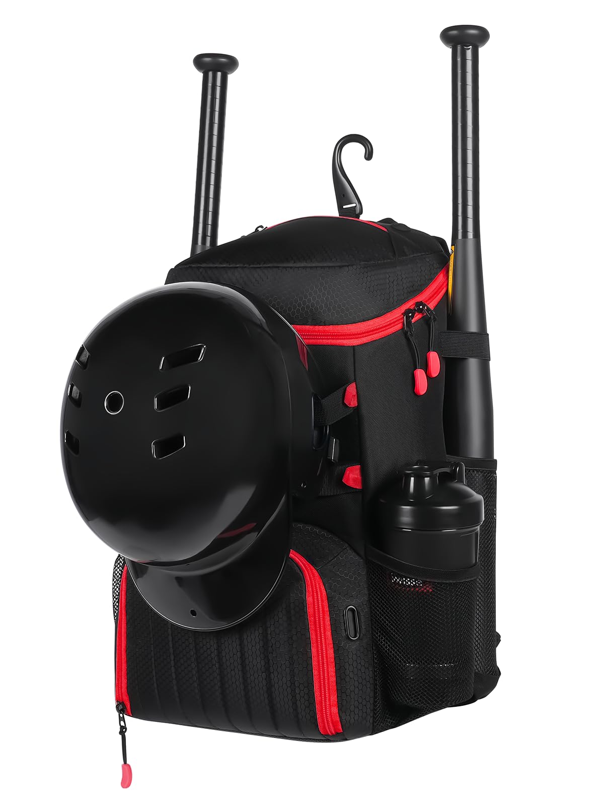 Lightweight Baseball Bat Backpack with Shoe Compartment, Softball Gift for Women with Fence Hook & Batting Glove, Helmet | Multiple Colors