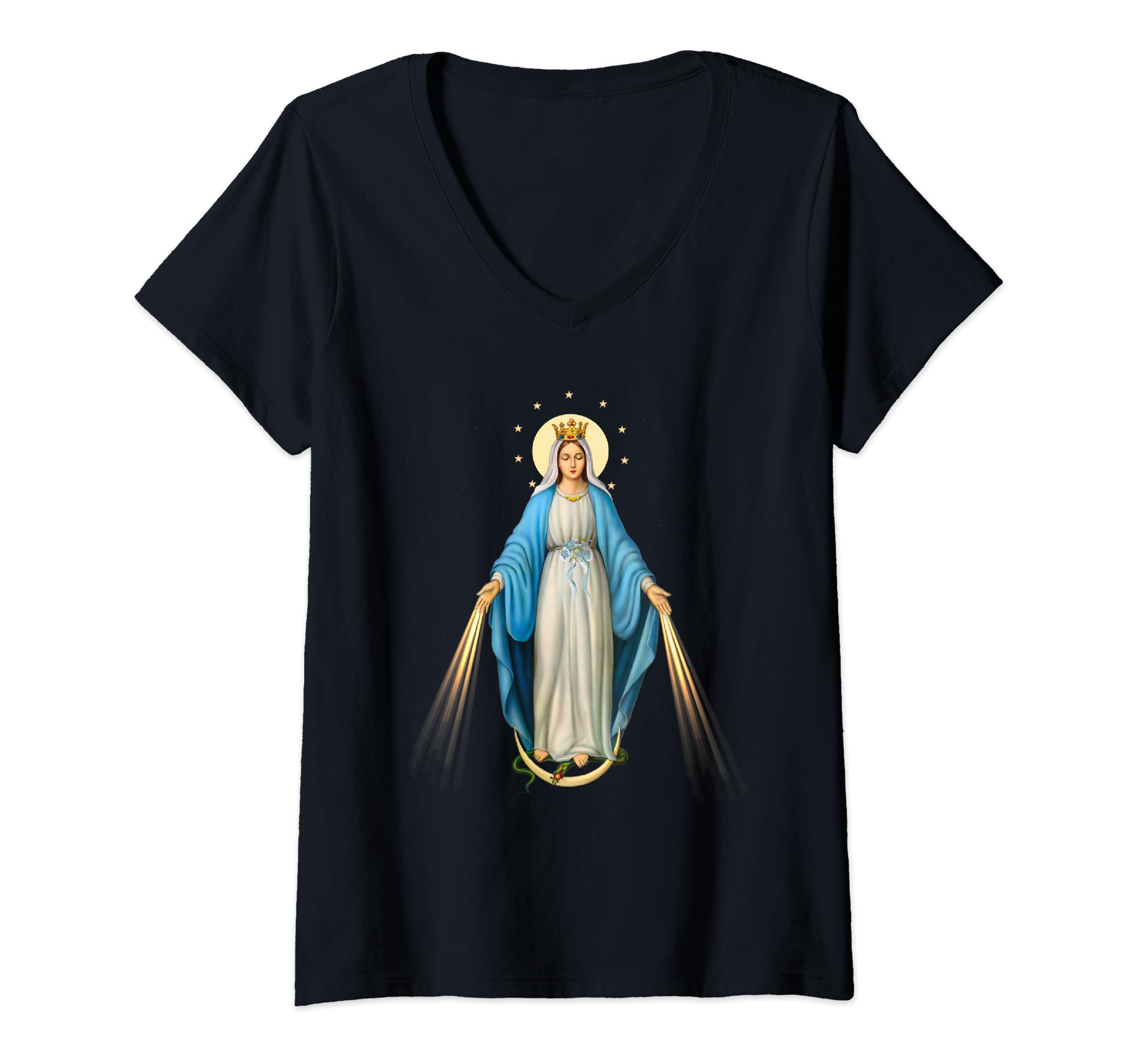 Mother Mary Immaculate Conception Christmas Holiday V-Neck T-Shirt