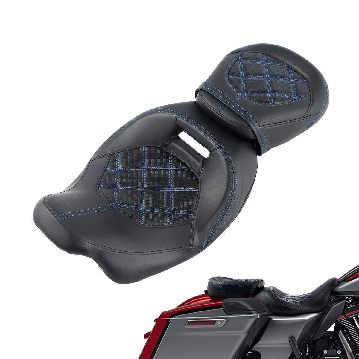 Motorcycle Two-up Rider and Passenger Seat Low-Profile Seat Fit For Harley 2009-2023 Touring Street Glide Road King 2009-2023 Road Glide