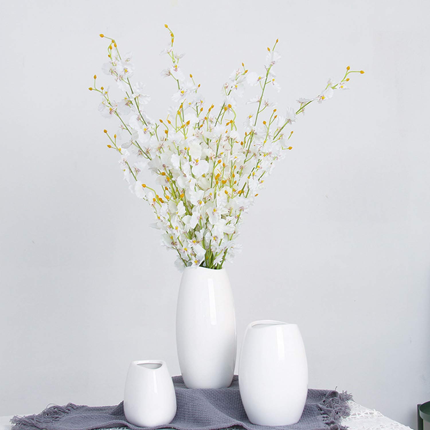 Amazon.co.jp: 陶器花器 花瓶 白 かびん フラワーベース ホワイト