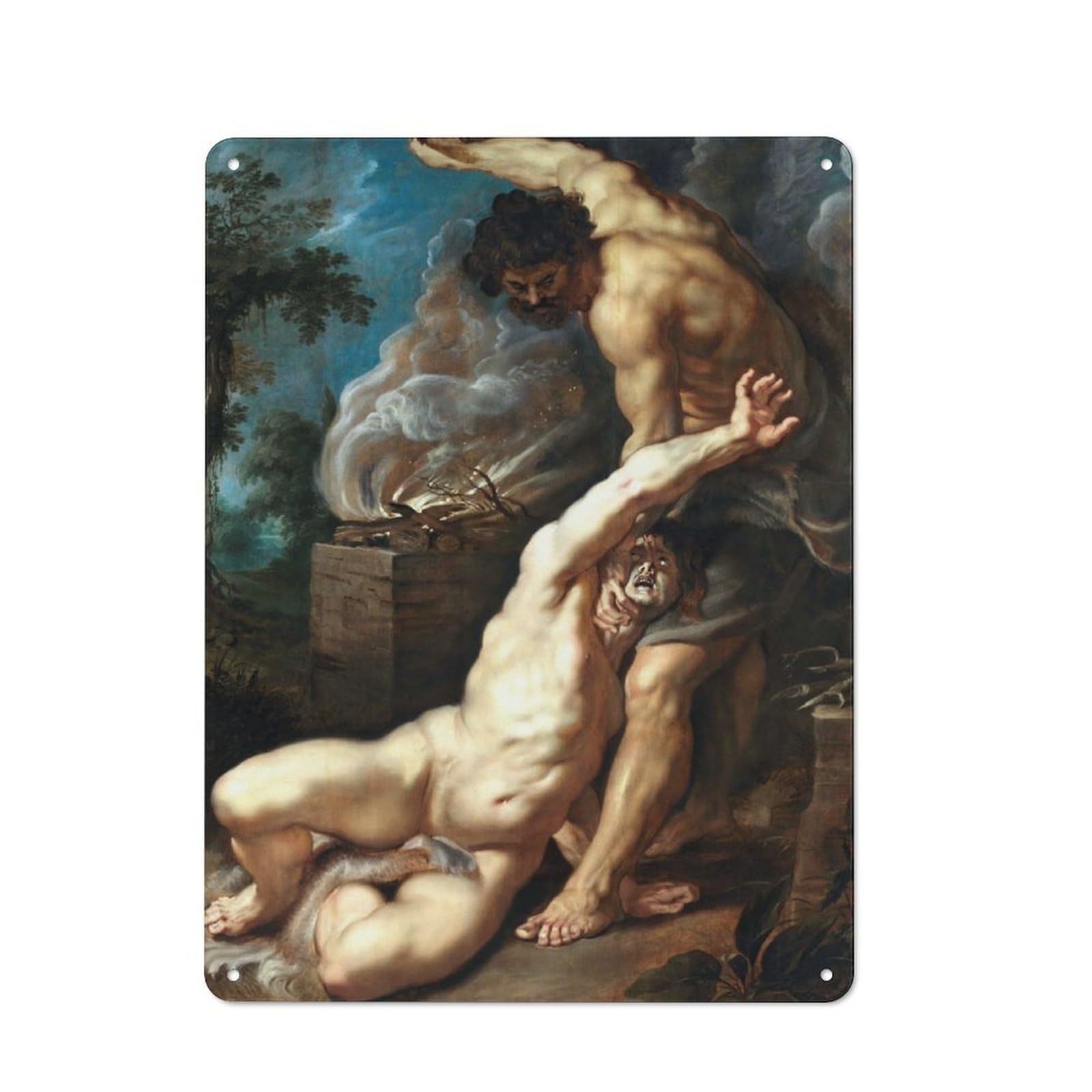 Junmoney Cain Slaying Abel Country Vintage Metal Wall Decor 40X30cm, Country Metal Sign For Kitchen, Cottage, Porch Or Garden Room