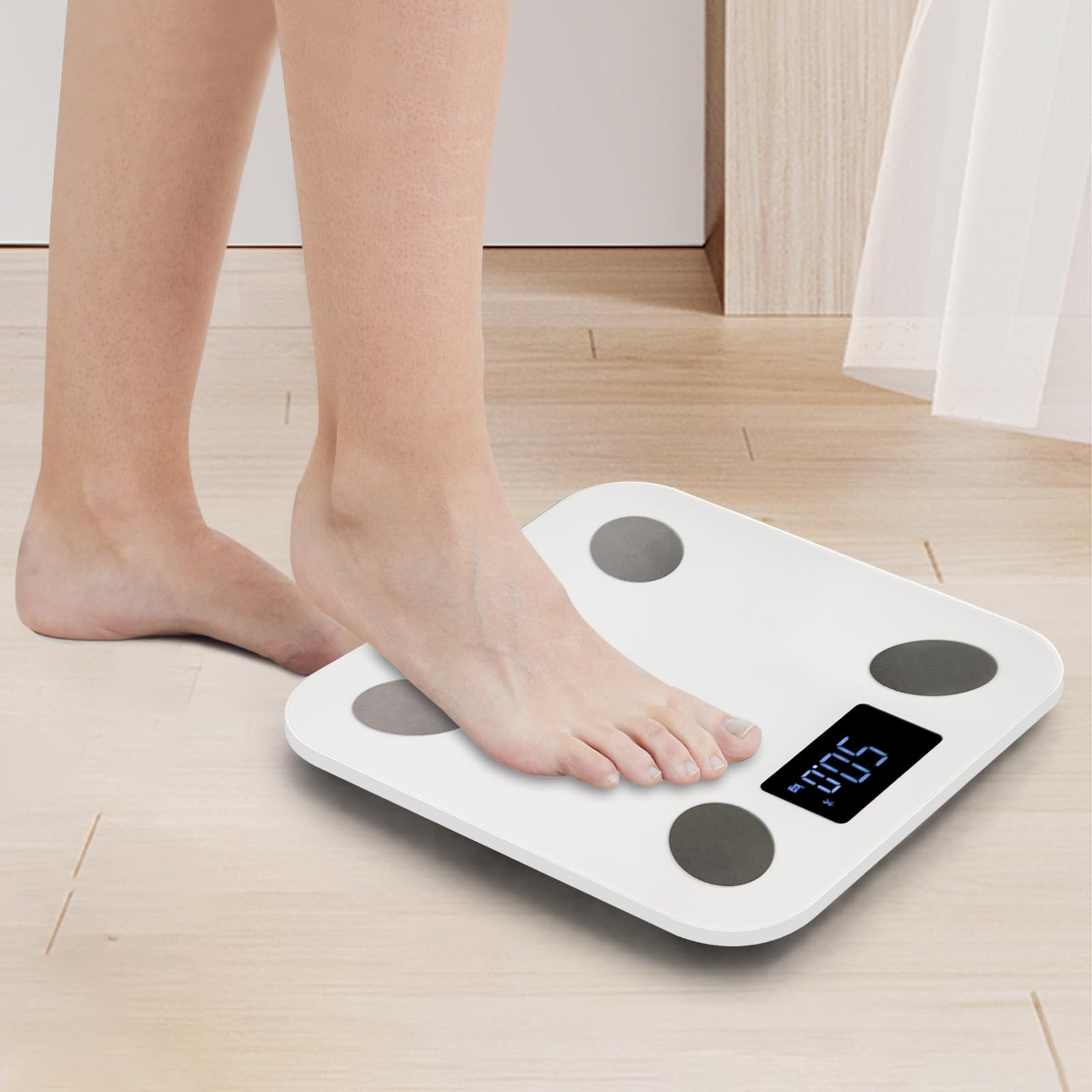 Körperfettwaage mit App für 18 Gesundheitsdaten, digitale Waage