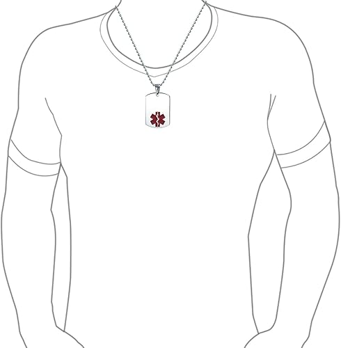 Miniatura 8 de Bling Jewelry Collar con colgante de acero para identificación médica, personalizable y personalizable con identificación de alerta médica, para