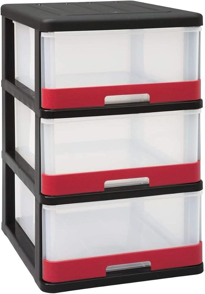 Allibert 229196 Hercule Plastic Storage Tower with 3 Drawers 25L, Black
