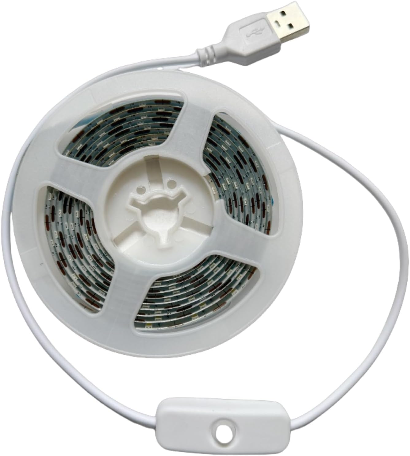 Self-adhesive LED light strip (6.56 feet), warm white with switch and USB interface - flexible cutting light strip, suitable for shelves, dormitories, table lamps - easy to install, plug and play