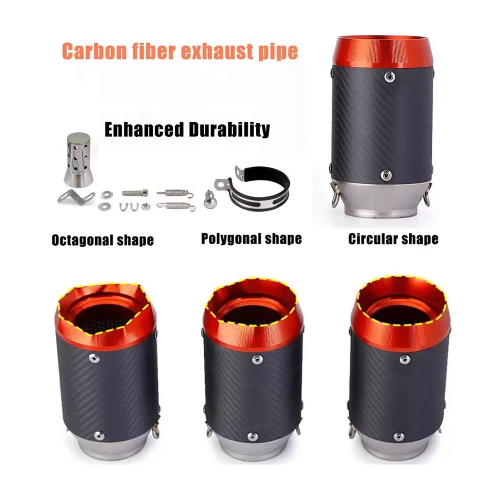 silencioso escape moto Para CB300R Para MT07 Para Z1000 Para Ninja400 | Tubo de escape de escape 51 mm/60 mm Universal A Silenciador escape de fibra de carbono de carreras(B2)