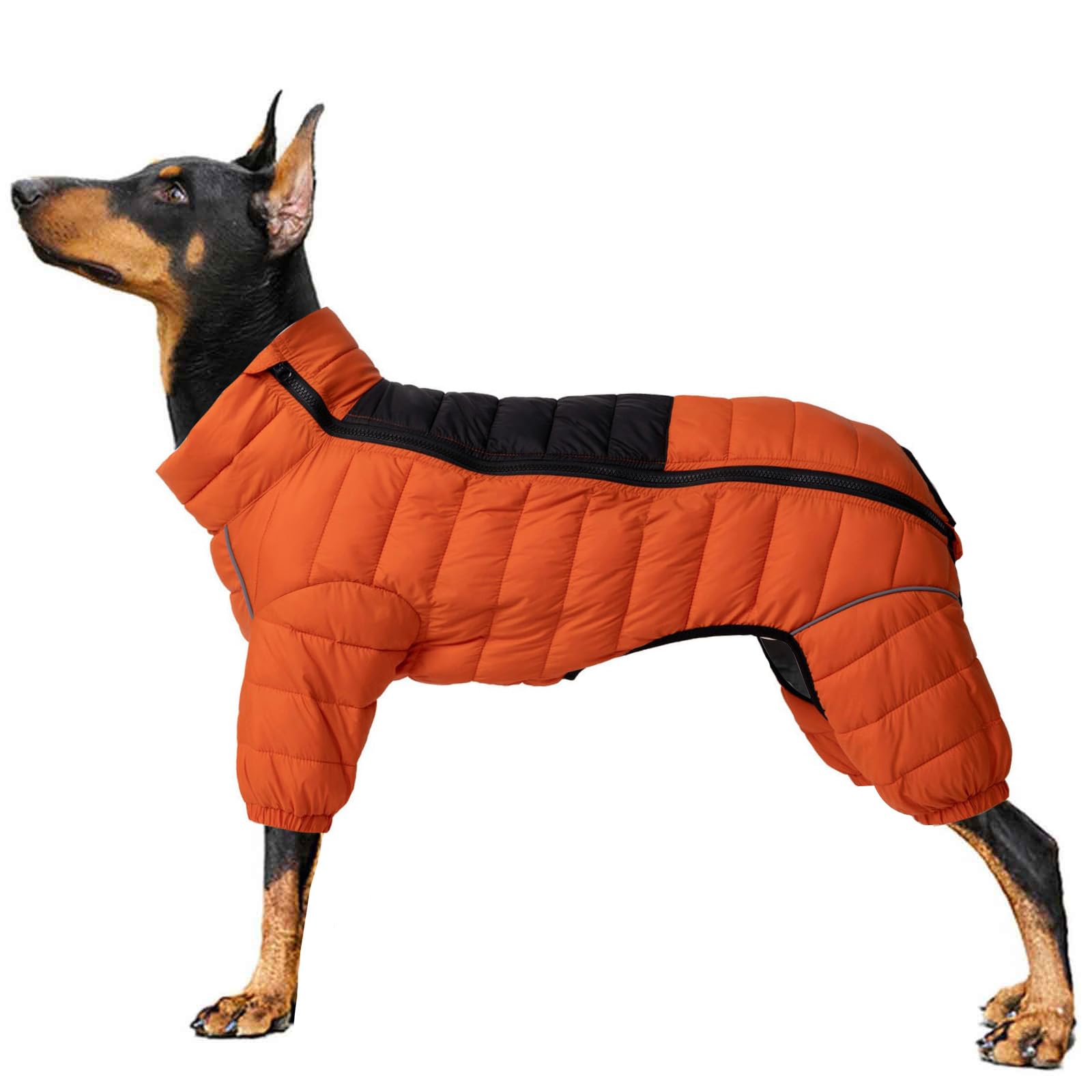 UOSIA Dog Puffer Jacket Full Body Dog Snowsuit Soft Lightweight Warm Dog Coat with Reflective Stripes Outdoor Windproof Dog Apparel for Small Medium Large Dogs Winter Dog Clothes
