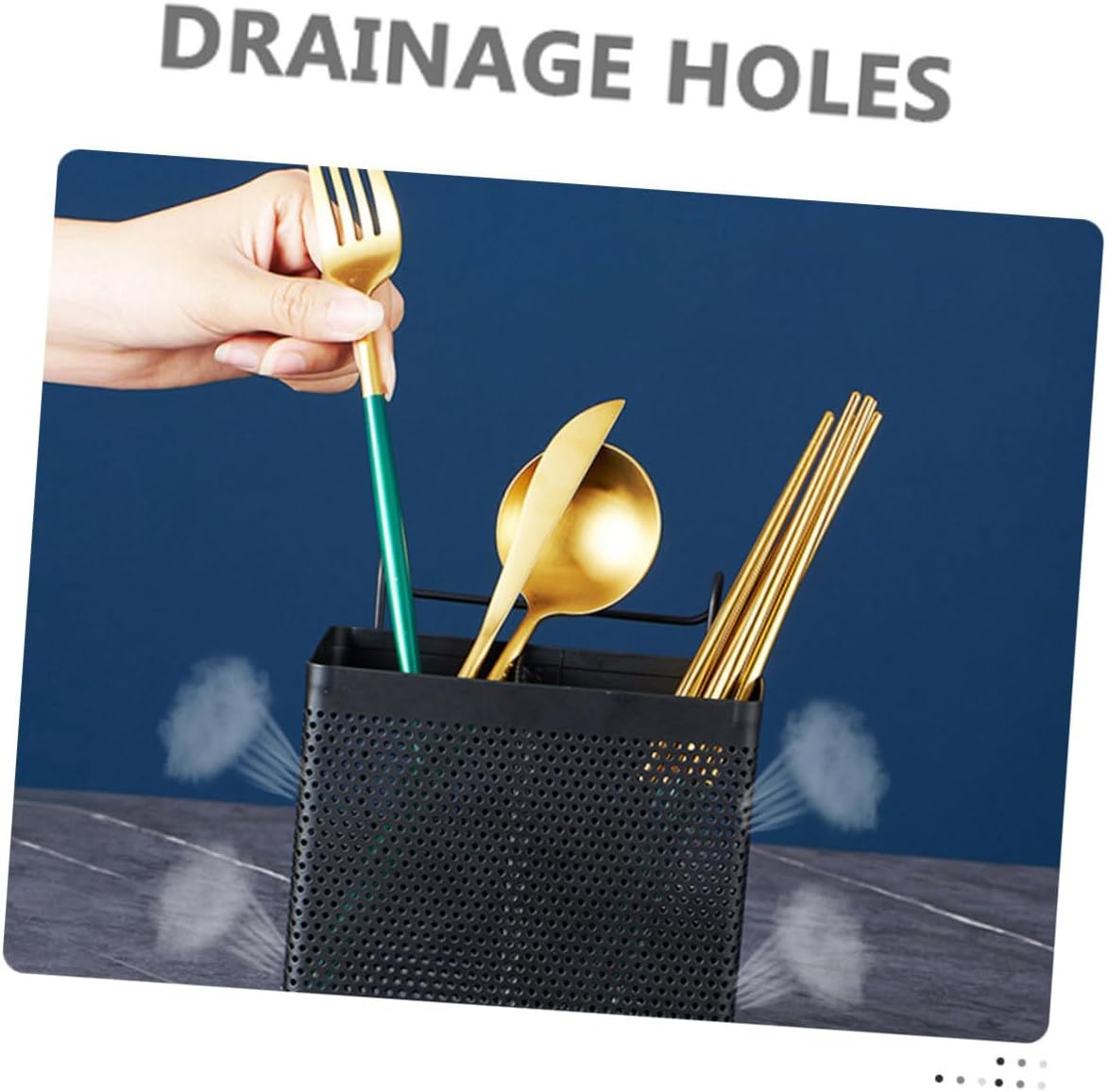 Sturdy Stainless Steel Utensil Holder with Drainage Design Modern Kitchen Spoon and Chopstick Organizer Space Saving Cutlery Storage for Home Decor