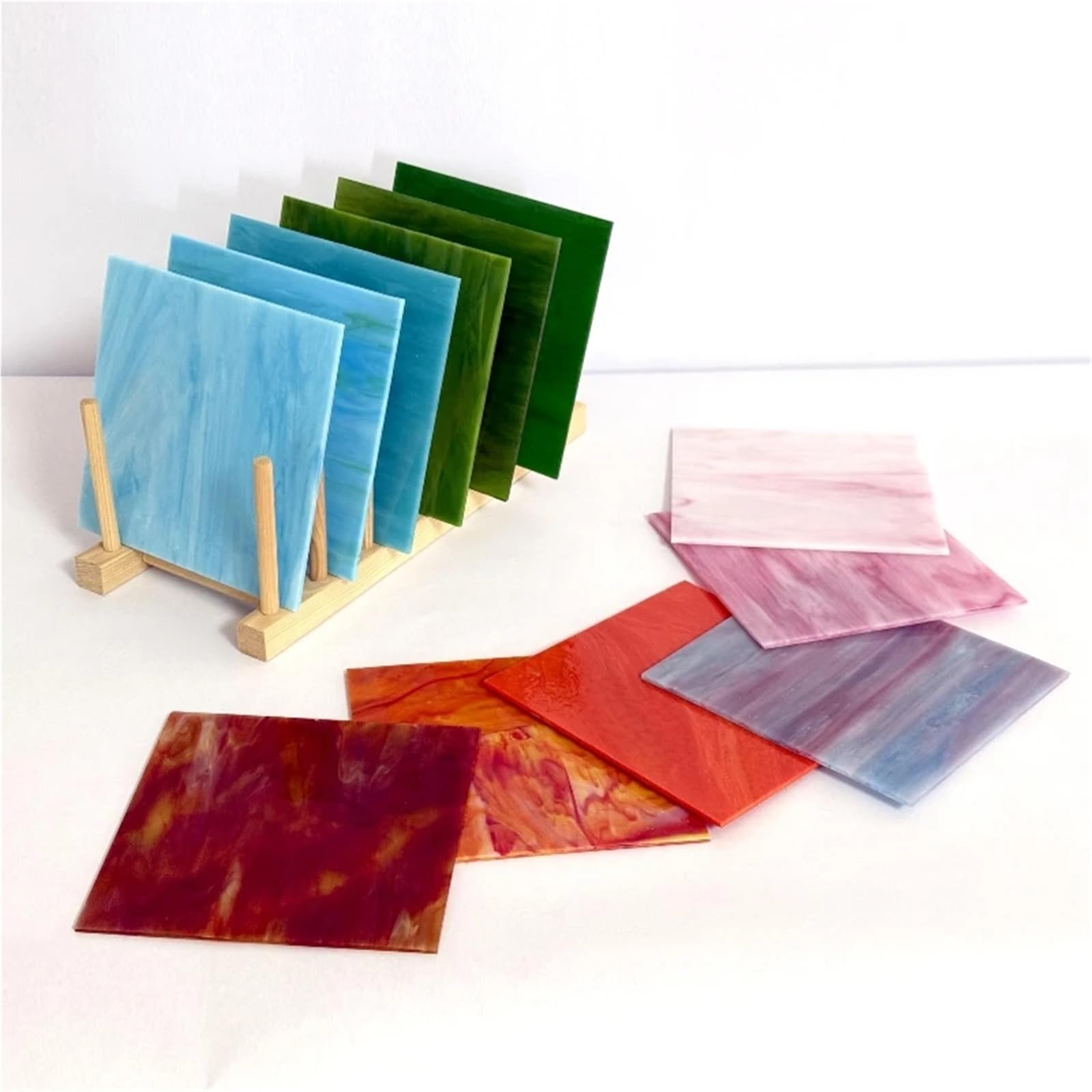 Mosaikfliesen 10X10Cm Quadratische Glasmosaikfliesen Transparent Gebeizt Mosaikstück Diy Mosaikherstellung Steine ​​Für Handwerk Hobby Kunst Wanddekoration