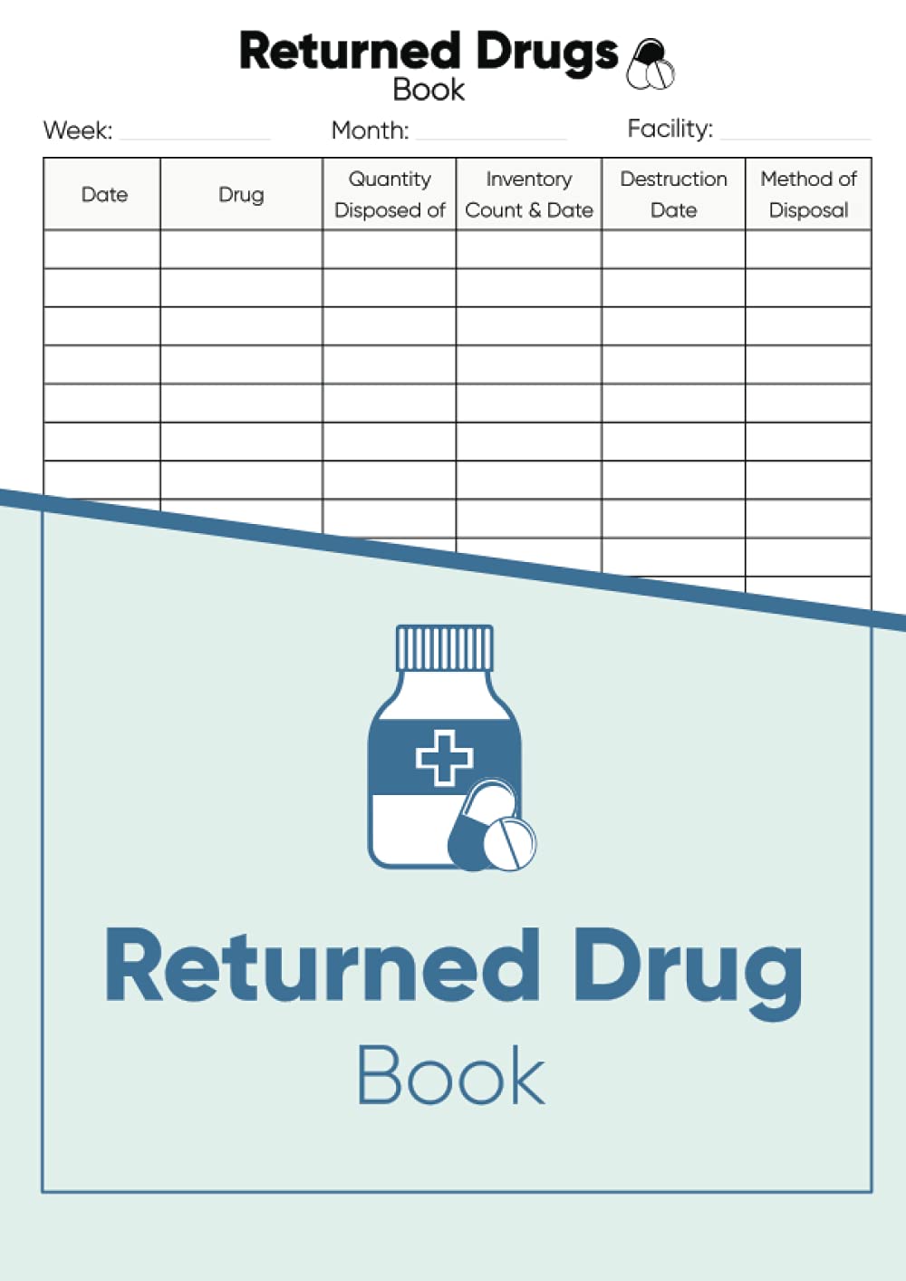 Returned Drugs Book: Returned Drugs Log Book | Medication Returns Book to record expired drugs returned to Pharmacy for Disposal | Expired & Returned Drug Book | A4 Format