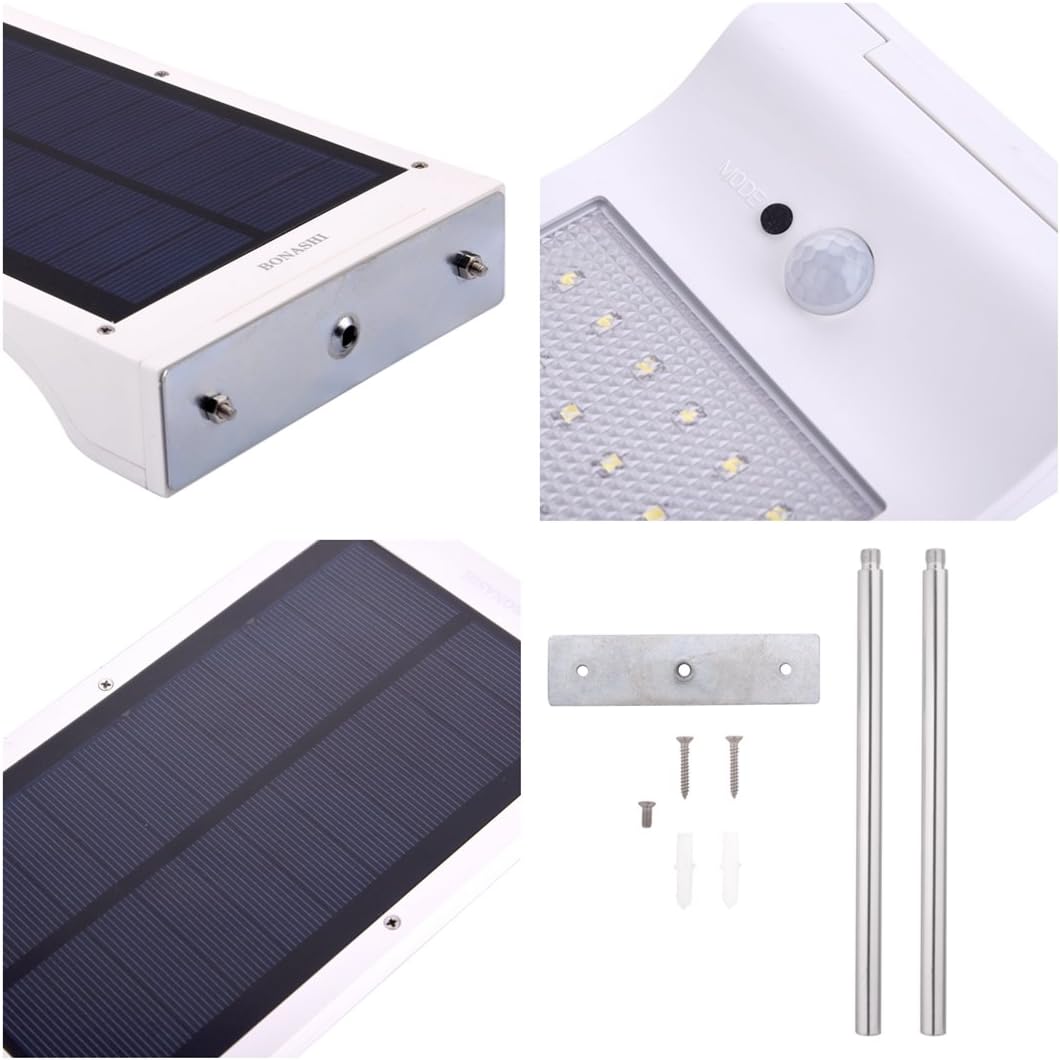 Solar Light Outdoor,Motion Sensor Wall Lights with Mounting Poles,Waterproof Detector Light,Security Lighting for Barn Porch Garage, 2 Pack,White