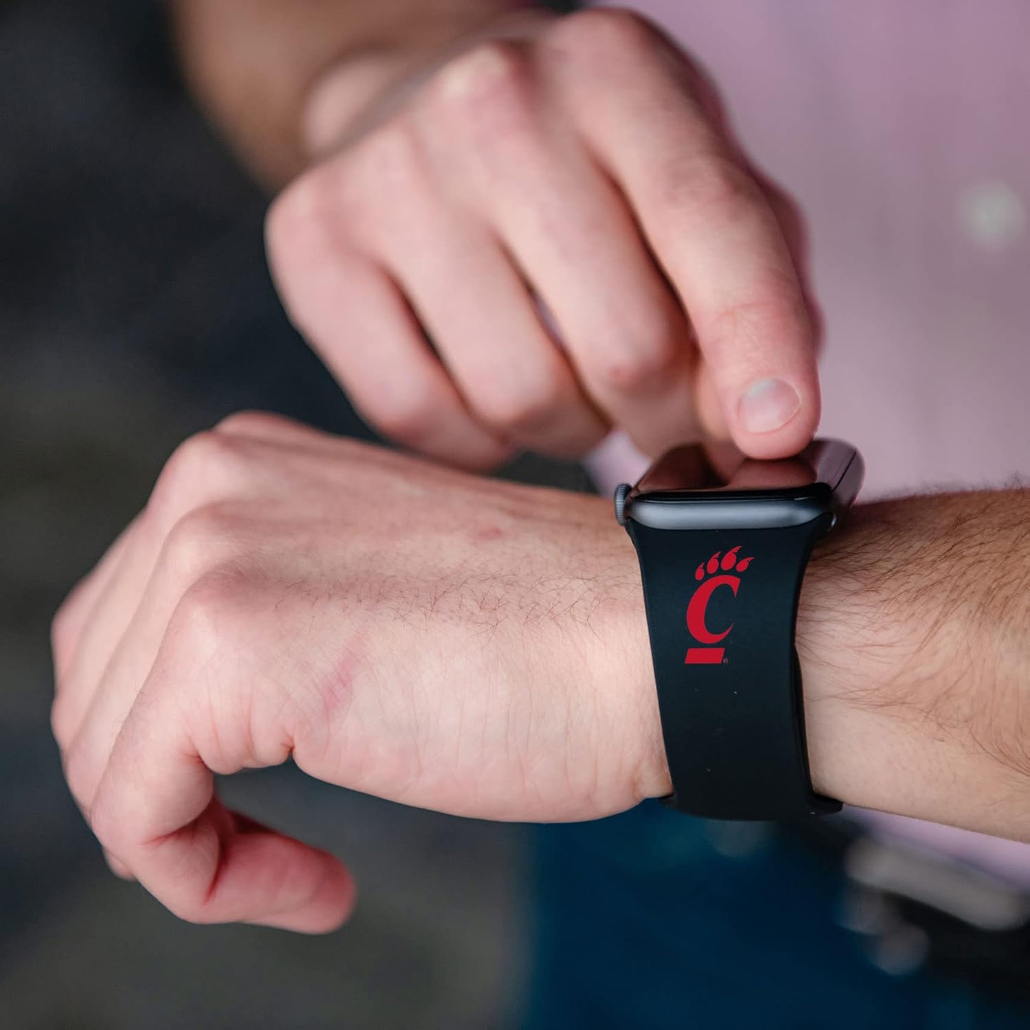 Affinity Bands Cincinnati Bearcats Silicone Sport Band compatible with Apple Watch