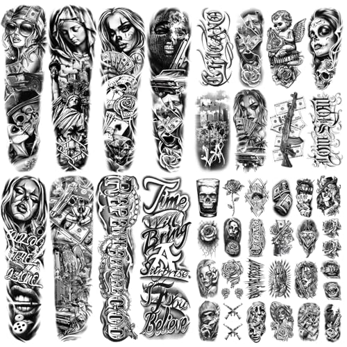 46 Large Chicano Temporary Tattoo for Men Women