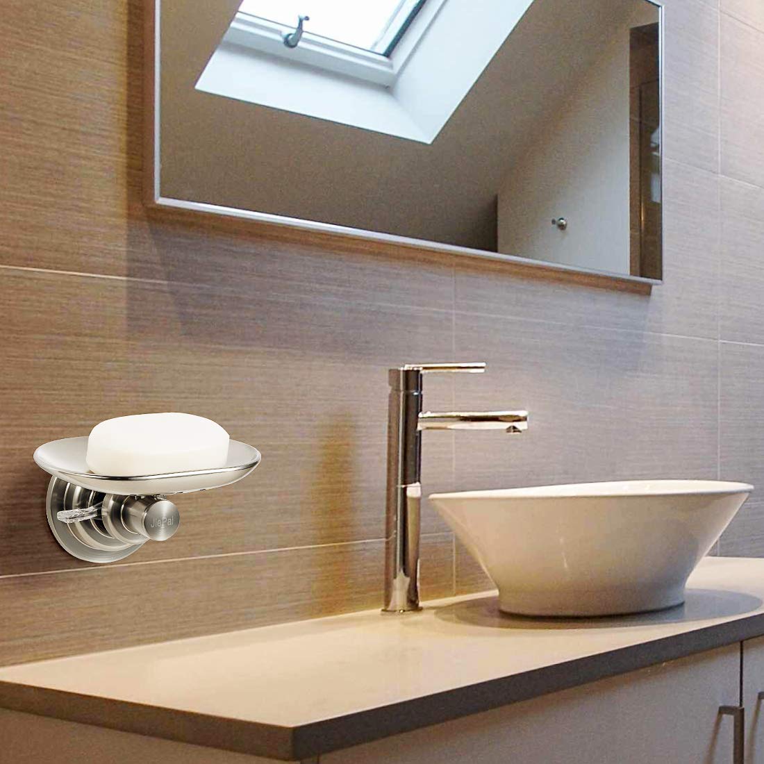 JIEPAI - Jabonera con Ventosa para baño y Cocina, Color Bronce y Cromado