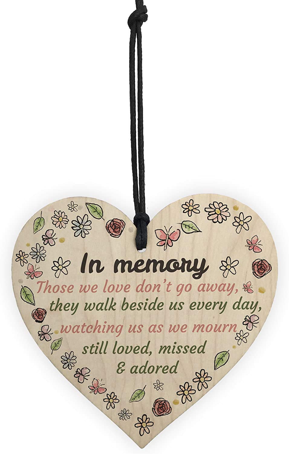 Red Ocean In Memory Wooden Heart Family Memorial Mum Dad Nan Grandad Special Bereavement Flowers Sign Gift