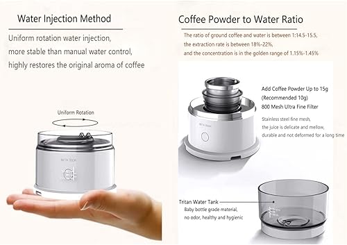 Miniatura 2 de RUIWAN Sm Cafetera de goteo automática Mini cafetera portátil de mano, máquina de filtro de goteo para trabajo, comidas al aire libre y viajes,