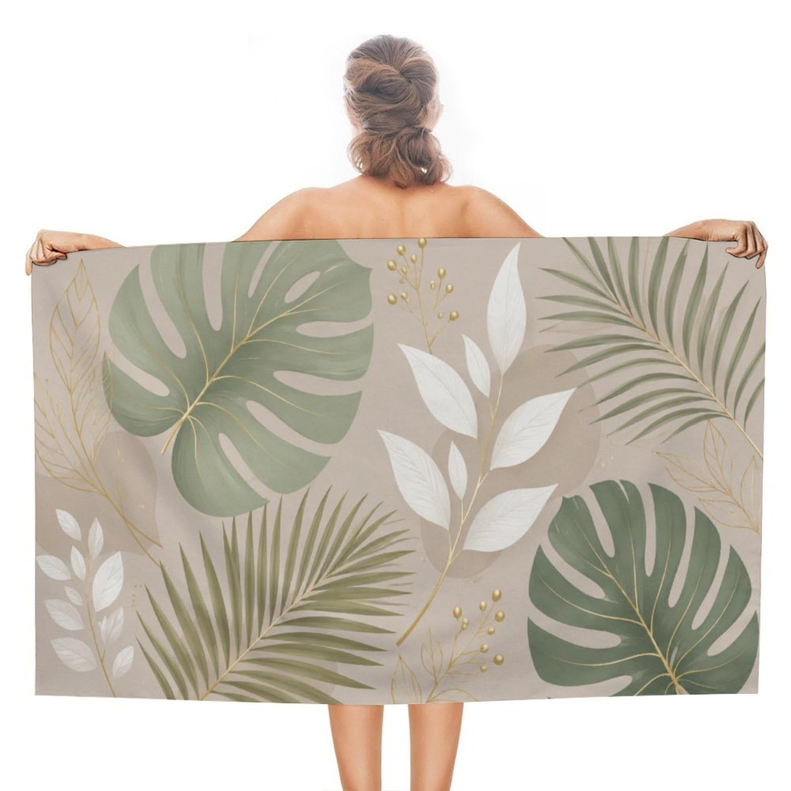 Anceky Tropical Leaves Oversized Beach Towel Quick Dry Sand Free Microfiber Travel Towel Lightweight Multi Purpose Beach Blanket Pool Gym Bath Towel 51x31 in