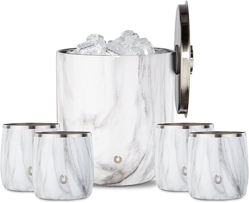 Miniatura 16 de Snowfox Juego de 2 vasos de whisky con aislamiento al vacío de acero inoxidable, vasos de roca estilo tradicional, elegante para uso en casa, Nogal