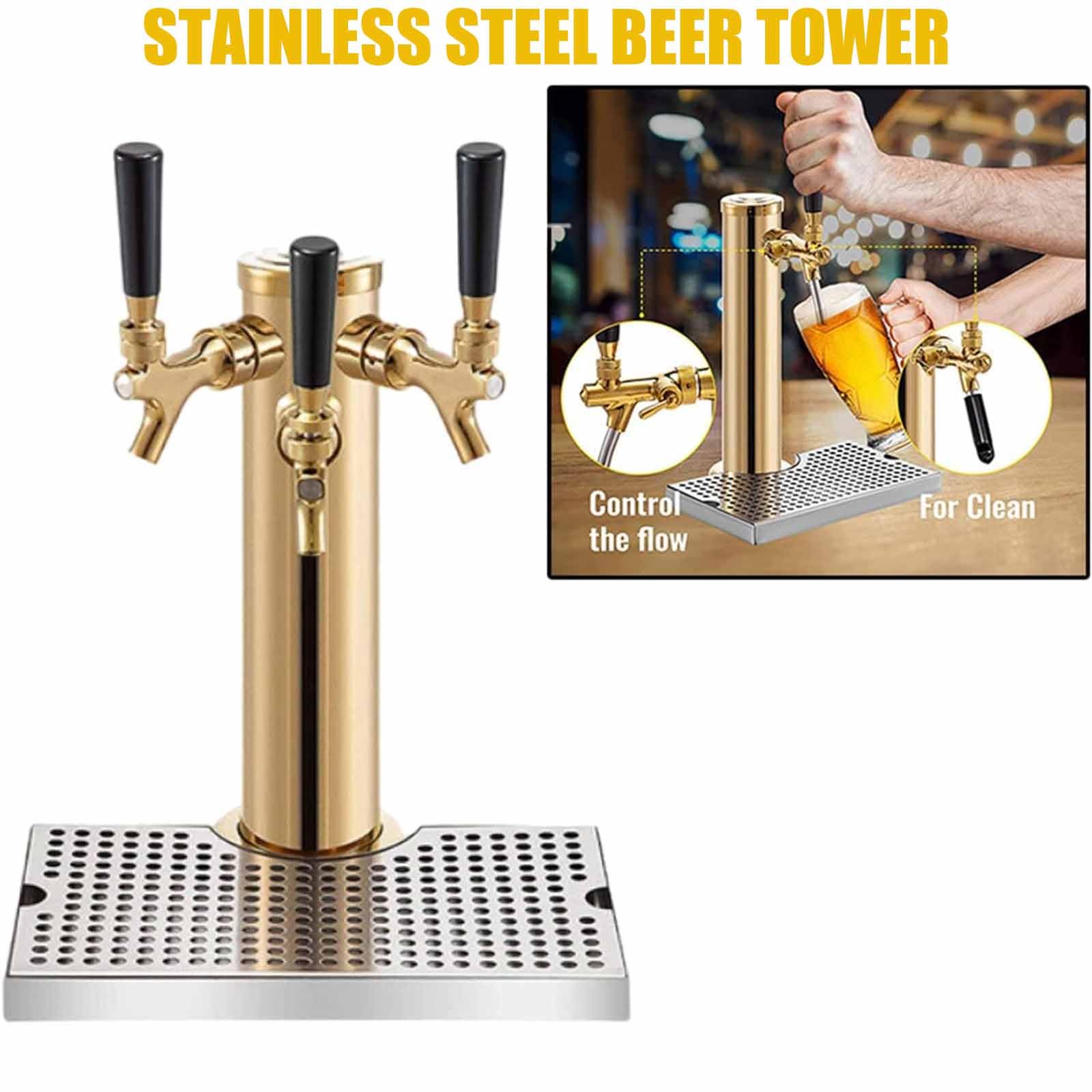 Torre Kegerator de barril de cerveza, grifo de acero inoxidable, diseño resistente y duradero, fácil de instalar, desmontaje completo para elaboración casera y uso comercial