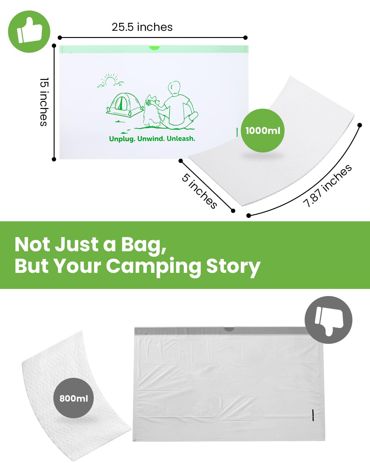 Forro de inodoro con almohadillas absorbentes, ajuste universal, bolsas de inodoro desechables, diseño inspirado en el campamento, ideal para el hogar, barco o camping, listo para lavado en seco