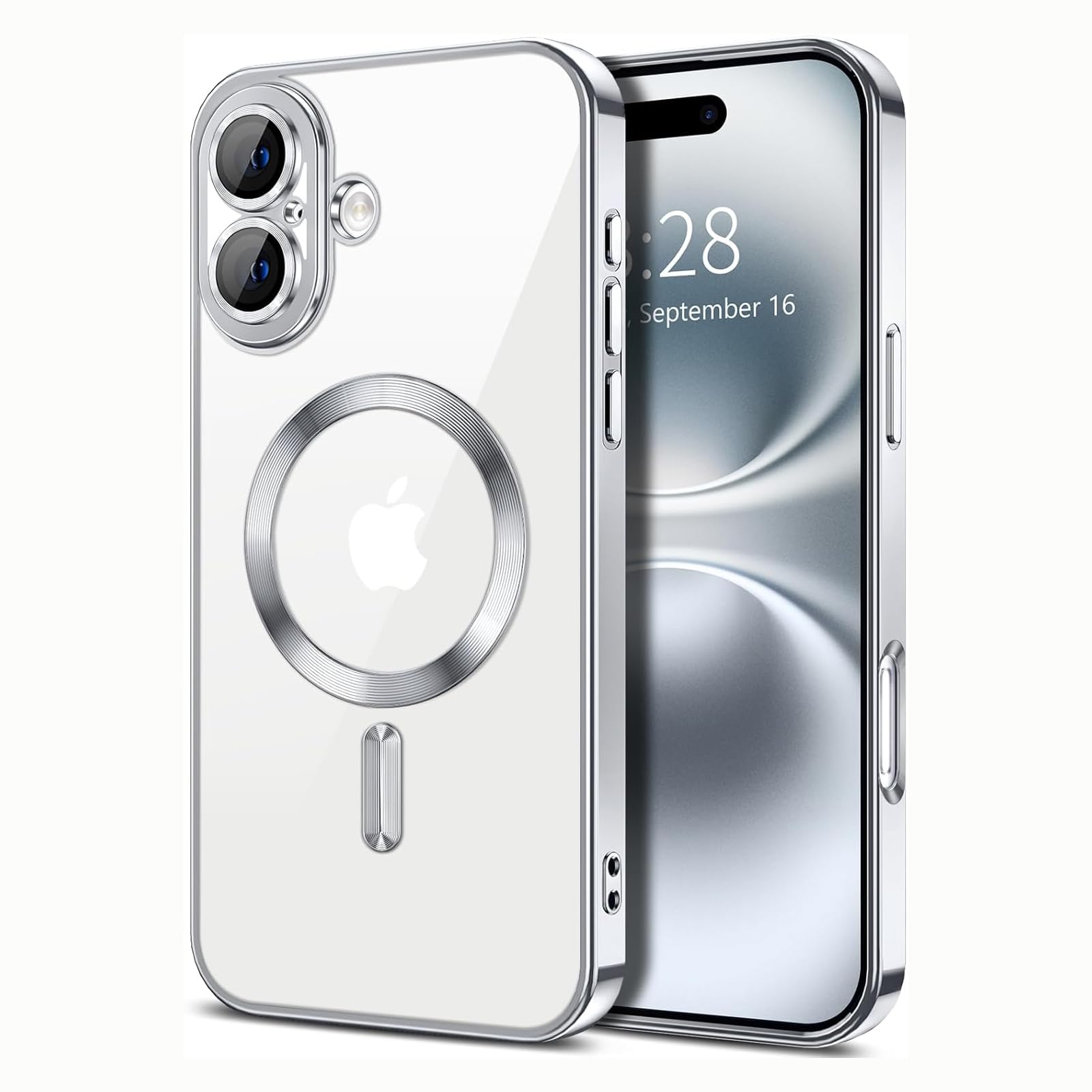 Eisuiyi iPhone 17 用 クリアソフトケース magsafe対応 メッキ加工 TPU 薄型 カメラレンズ保護 アイフォン17 対応透明ケース 6.3インチ 耐衝撃 シルバー