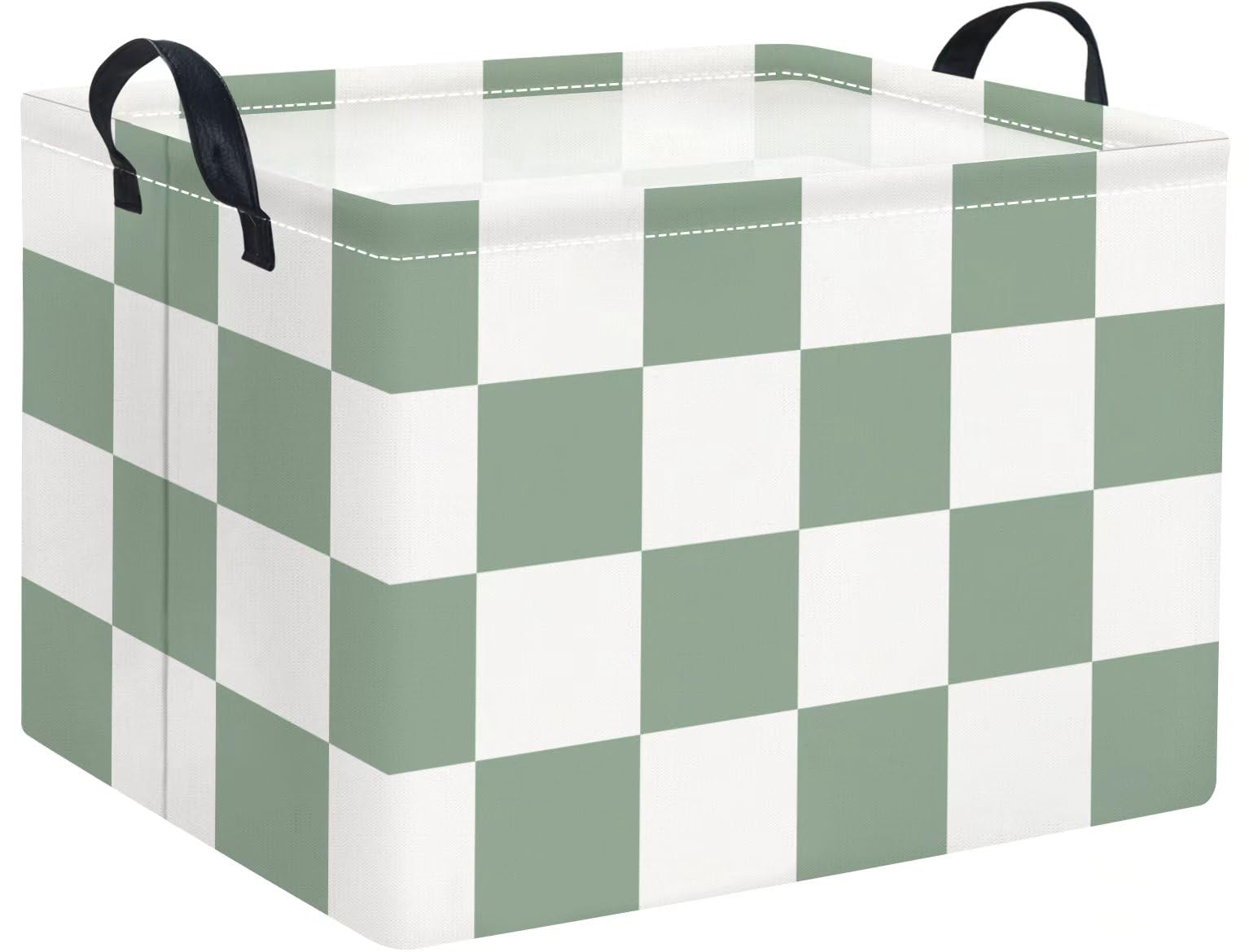 Rectangular Storage Basket Cute Baby Storage Bin Organizer Box(Green Checkered)