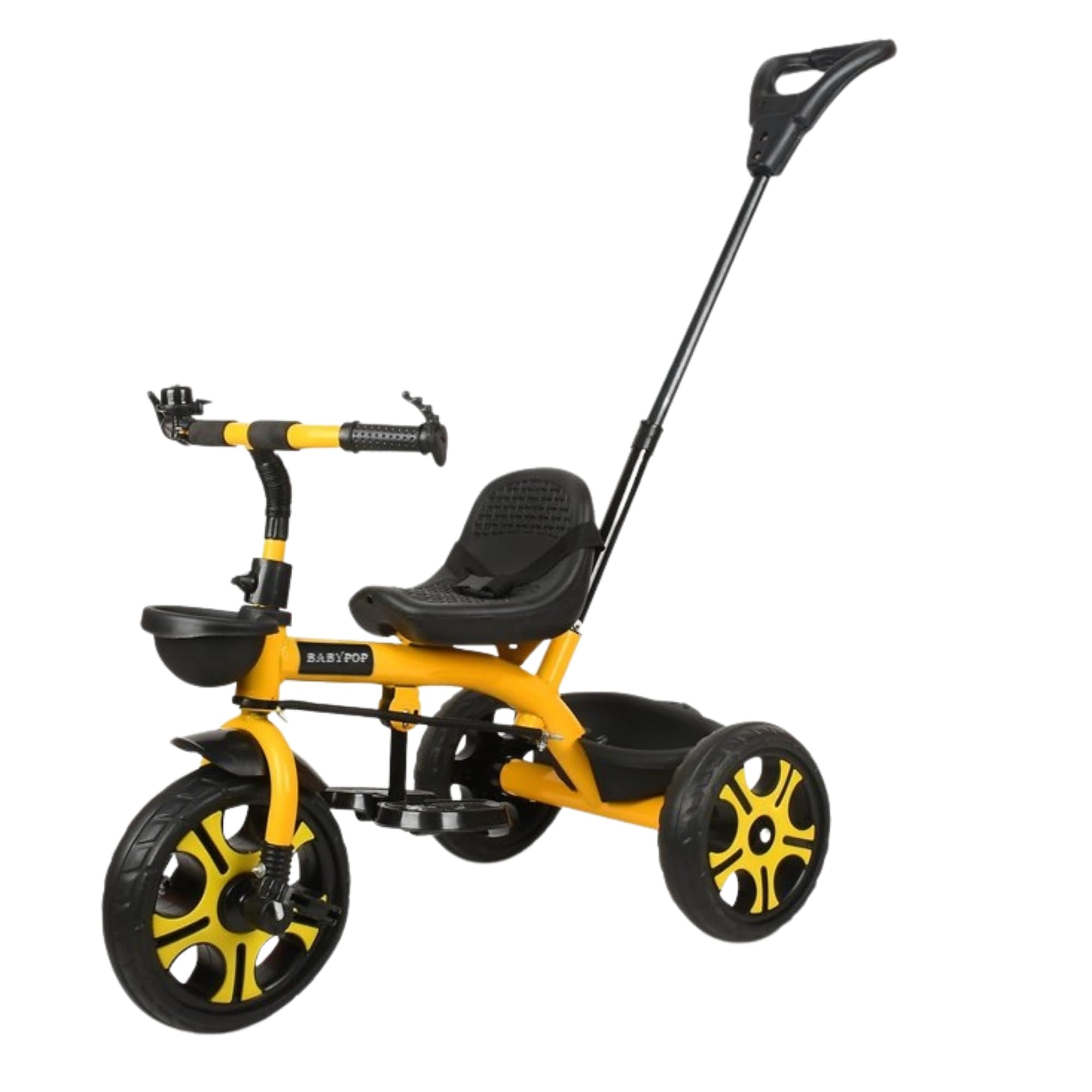 Babypop Tricycle for Kids | Plug N Play | Baby Cycle with Parental Control, Eva Wheels, Bell, Seat, Belt&Basket | Kids Tricycle | 2+ Years Unisex | Weight Limit 25 Kgs (Yellow) (HDL-03) for Boys&Girls-image-20