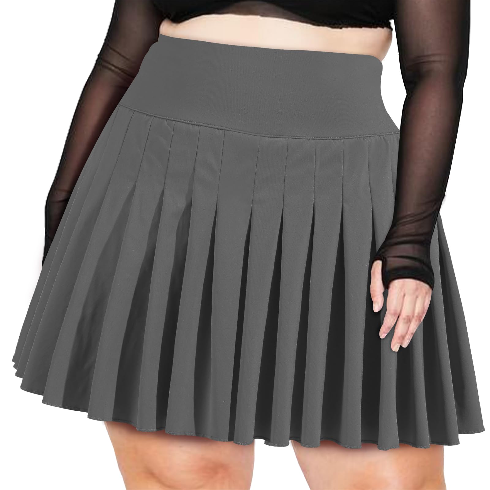 Moon Wood Women's Plus Size Pleated Tennis Skirt- Girls High Waist Athletic Golf Skirts with Shorts