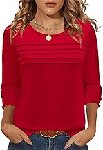 LOMON Women Tops Long Sleeve Blouses Dressy Casual Crewneck Pleated Tunic Shirts 2025 Loose Fashion Clothes