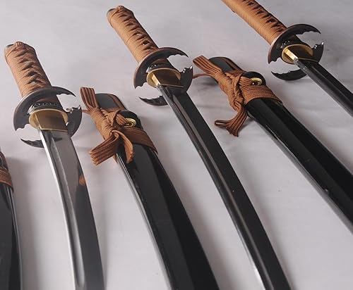 Miniatura 6 de Lyuesword Juego de espada samurái japonesa funcional completa Katana Wakizashi Tanto Set 3 piezas puede cortar árbol